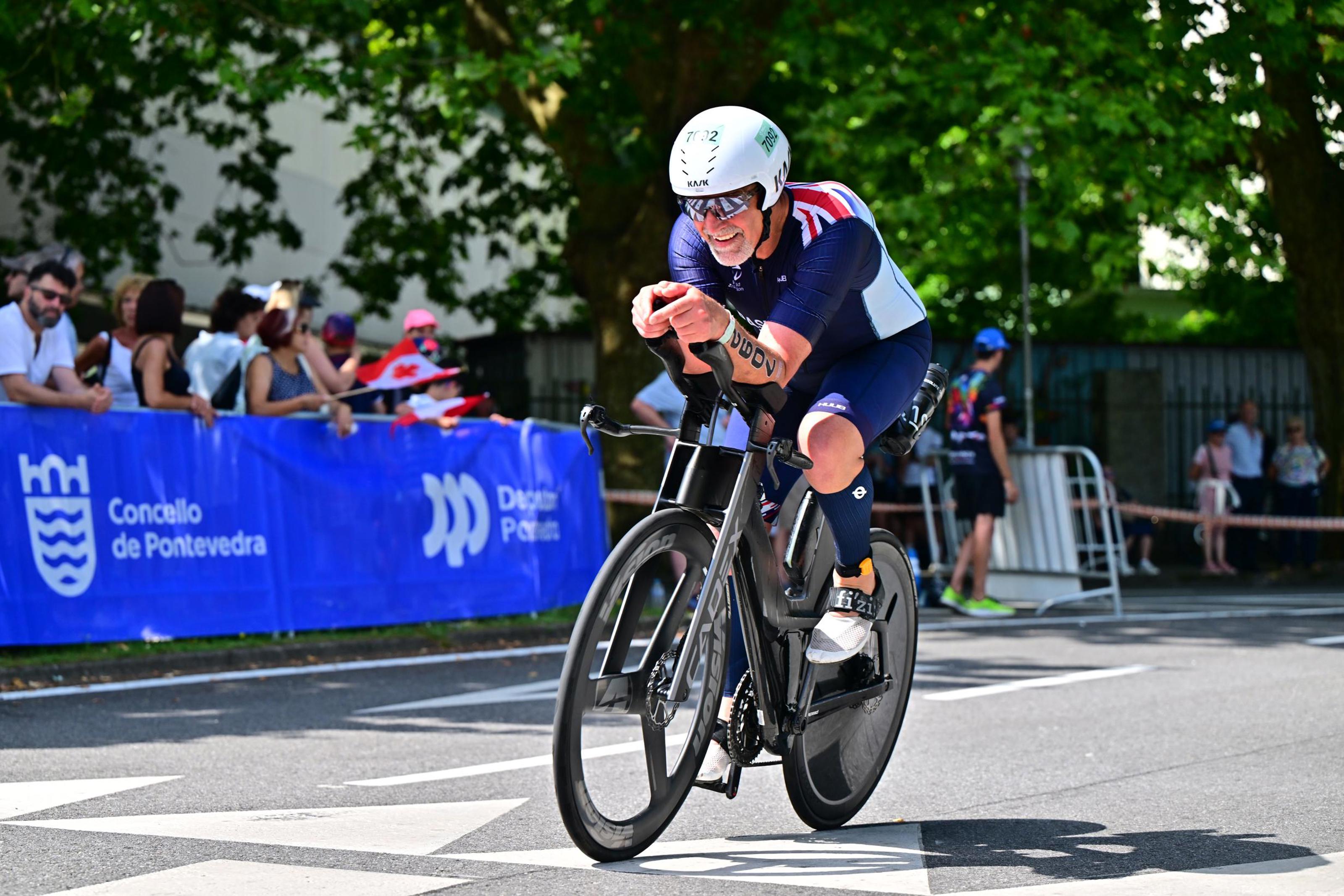 Pete Pastides competing in triathlon time trial